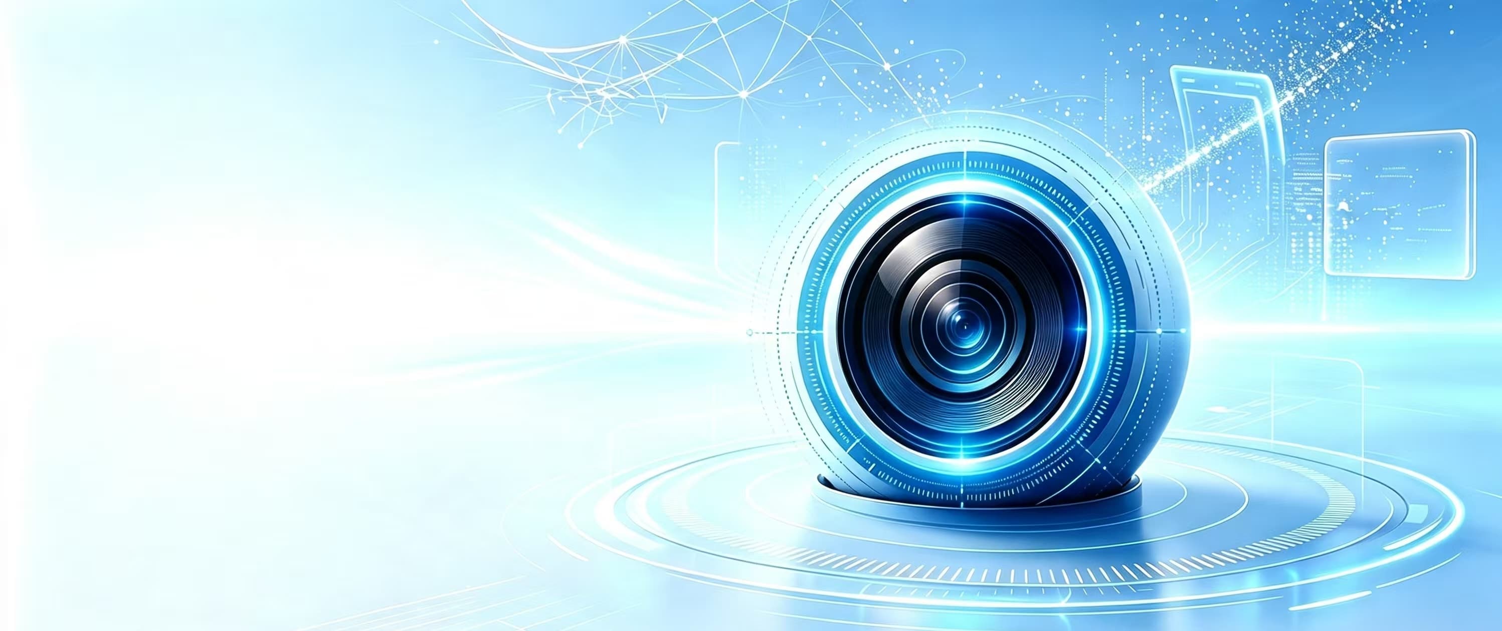 Futuristic camera lens representing advanced imaging technology